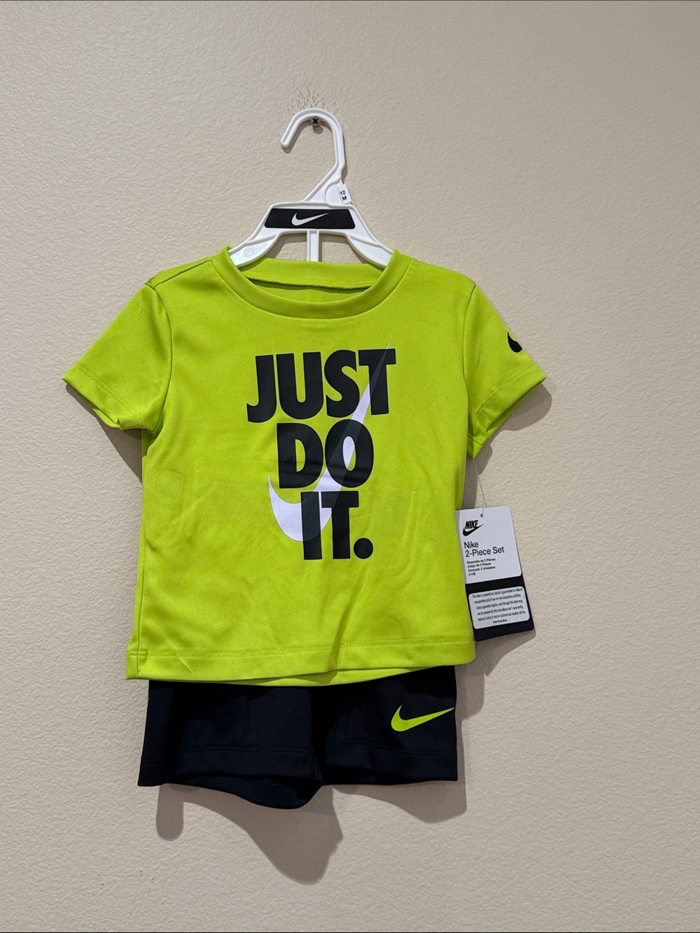 Nike Lime Green & Black 'Just Do It.' Short Sleeve Tee and Shorts Set